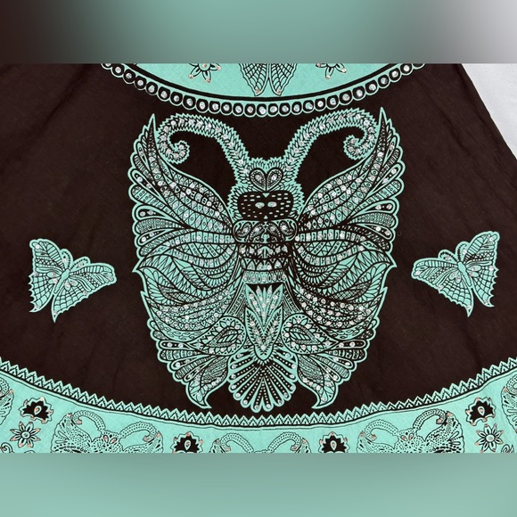 Cute Options Butterfly Print Embellished Cotton Maxi Skirt Blue & Brown Size M - Picture 5 of 11